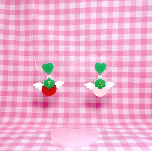 Happy Berry Pierced Earrings (Red or Pink)